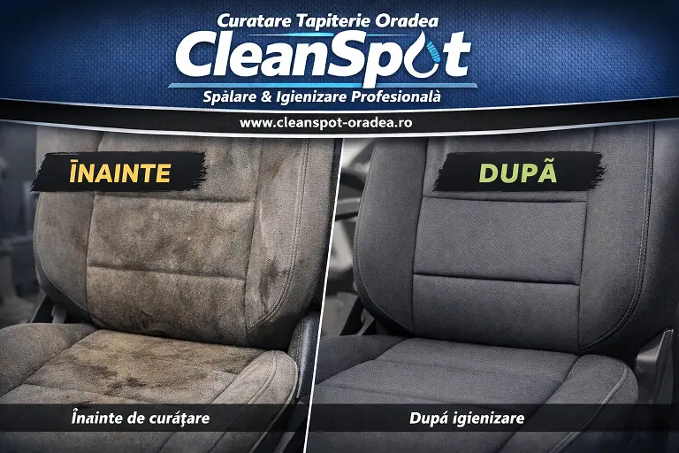 inainte si dupa curatare tapiterie interior auto detailing in oradea cleanspot