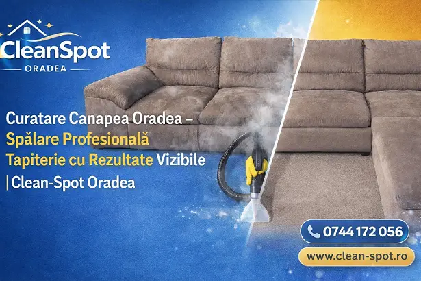 curățare canapea Oradea înainte și după CleanSpot rezultate vizibile