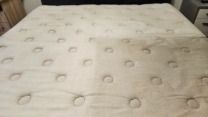 detaliu saltea murdară Oradea pete adânci necesită curățare profesională