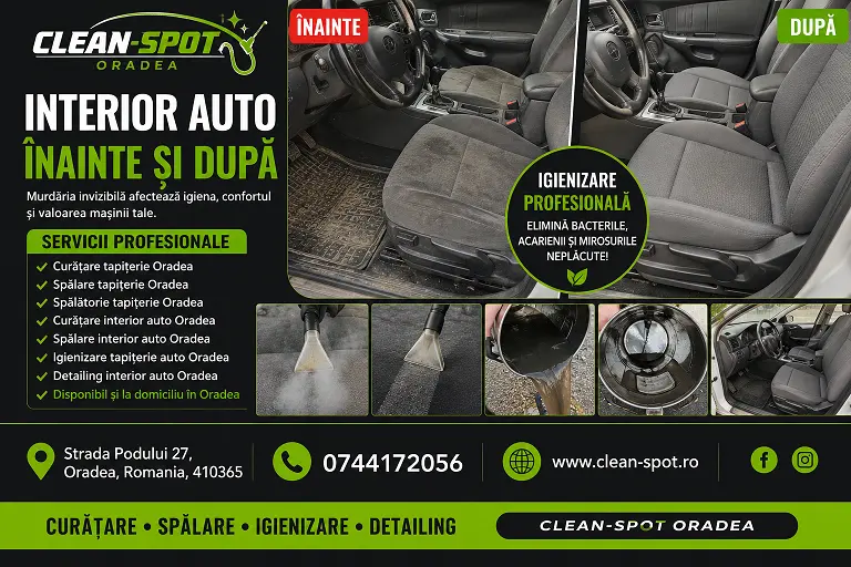 Interior auto înainte și după Oradea CleanSpot
