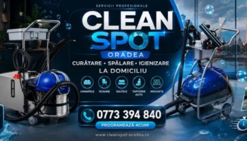 CleanSpot Oradea oferă servicii profesionale de curățare și igienizare la domiciliu pentru canapele, saltele, scaune, tapițerie auto și mochete, folosind echipamente profesionale cu abur și extracție.