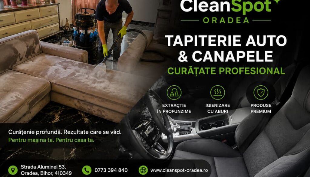 Curățare profesională canapele și tapițerie auto în Oradea realizată de CleanSpot Oradea